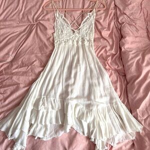 Free People White Crotchet Top Flowy Dress